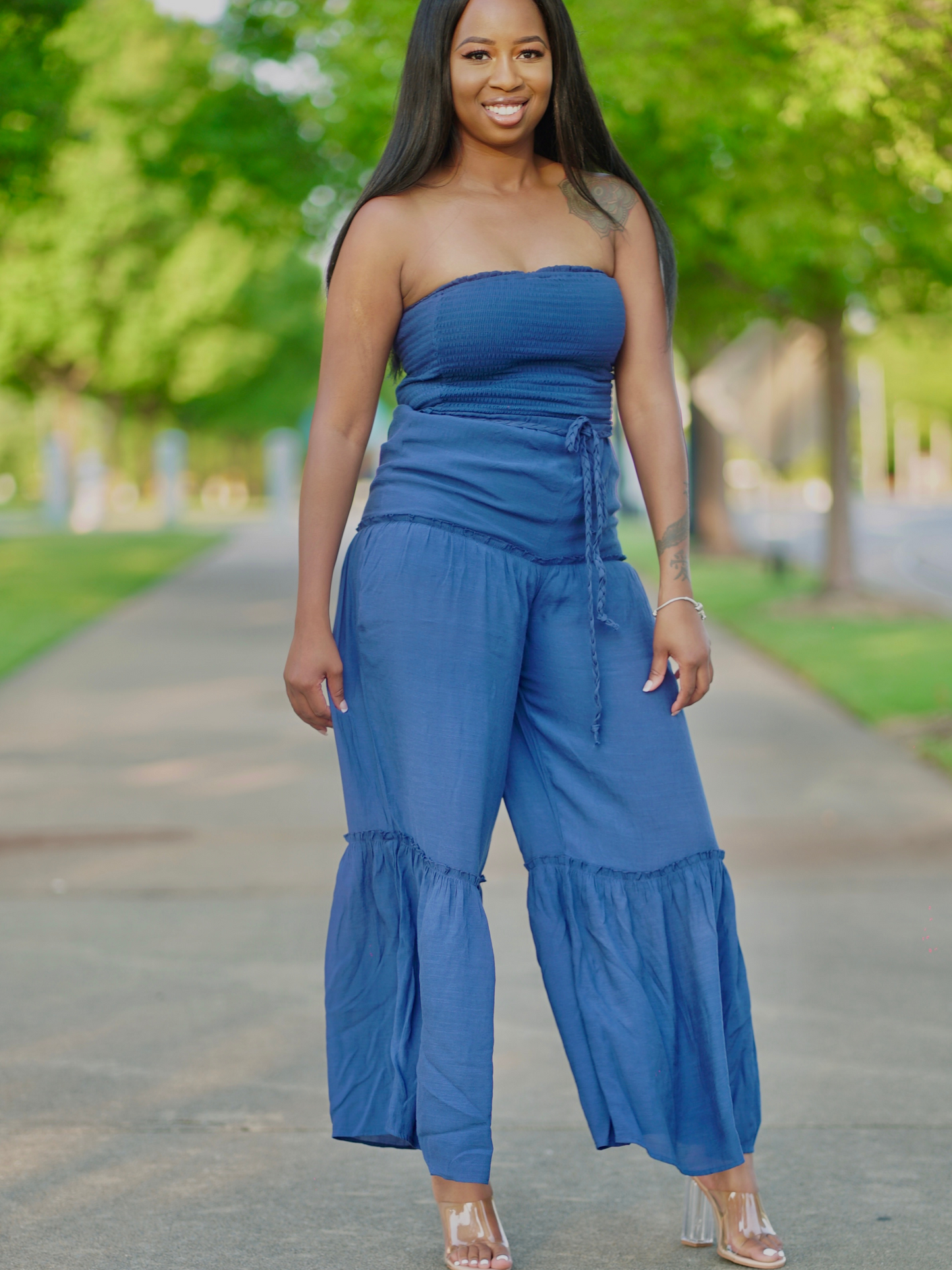 Ruffled Jumpsuit - Navy