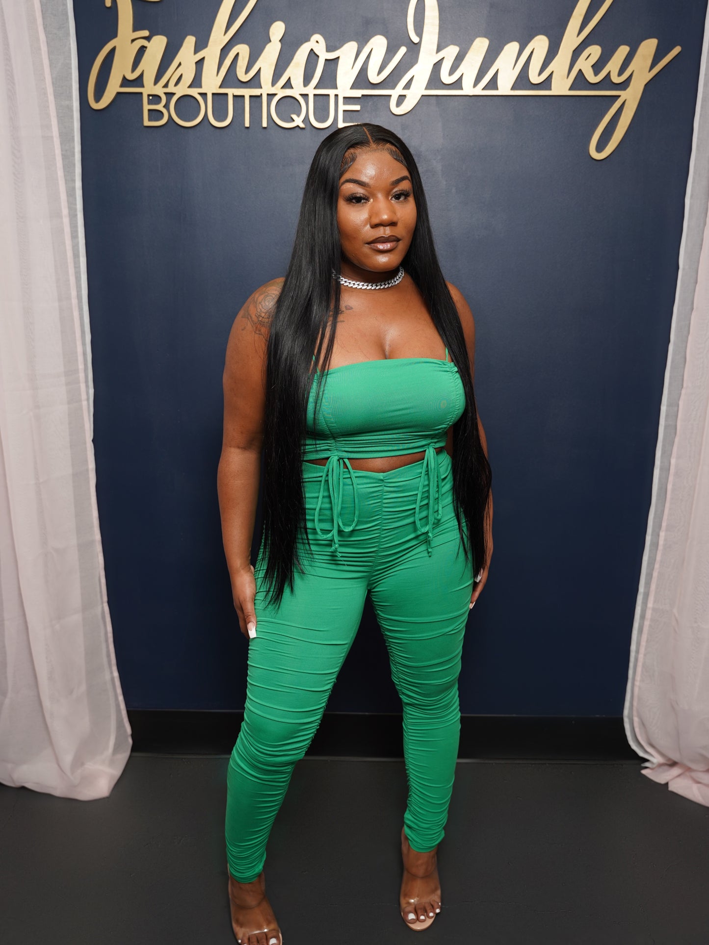 Ruched Tank Set - Green