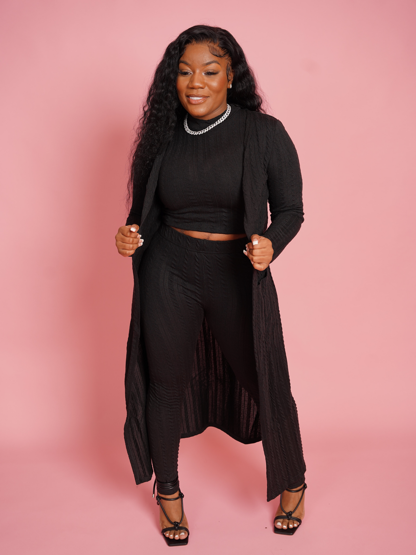 3-Piece Cardigan Set - Black