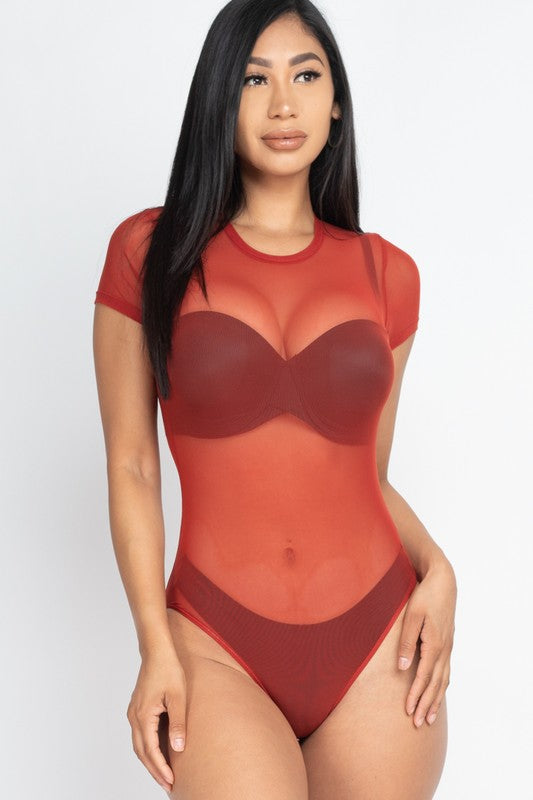 Right Thru Me Bodysuit - Rust