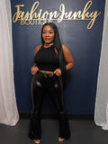 Faux Leather Bell Bottoms