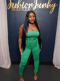 Ruched Tank Set - Green