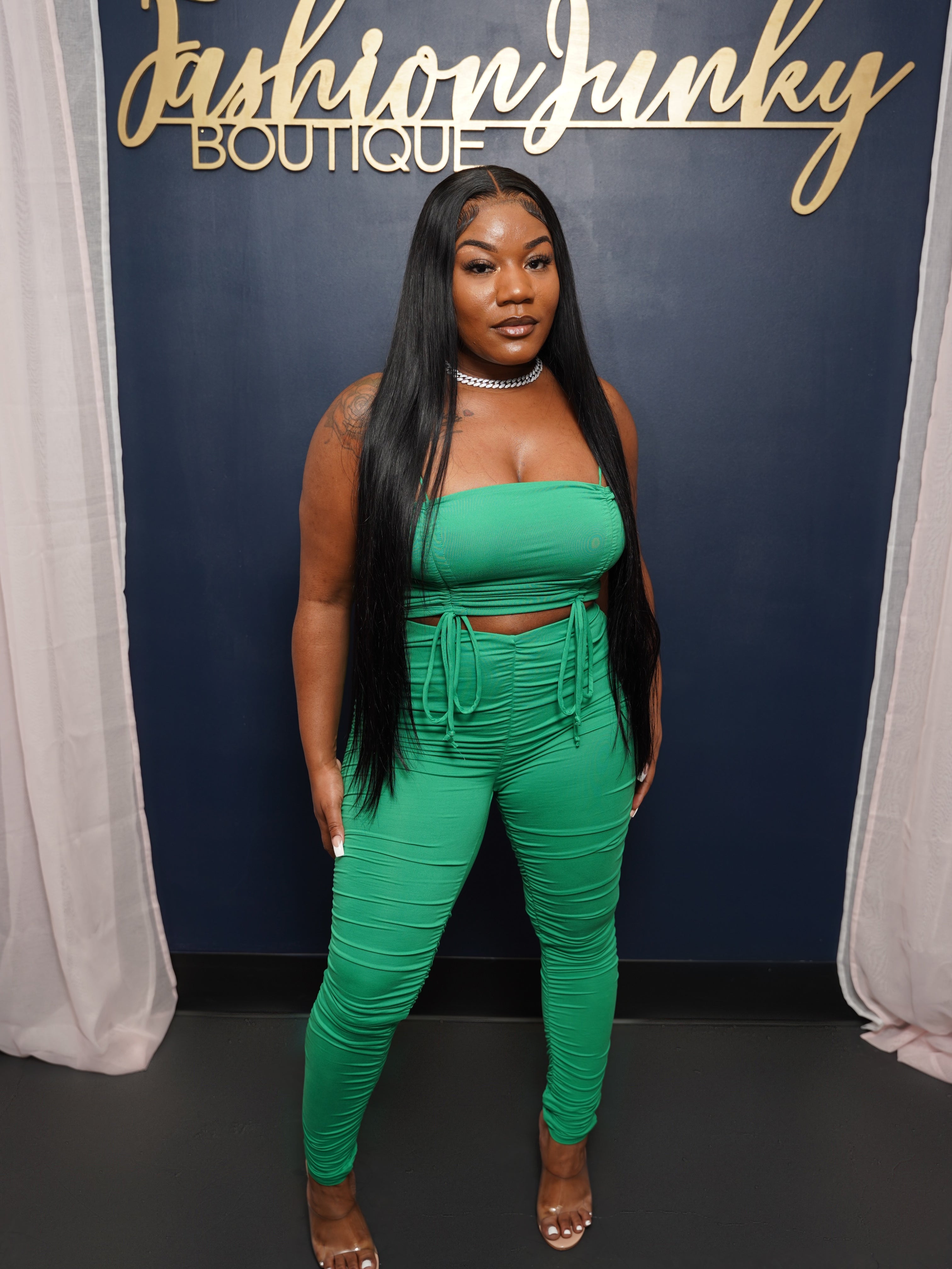 Ruched Tank Set - Green